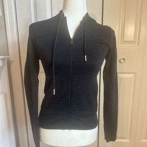 Aura Textured Black Zip Up Hoodie